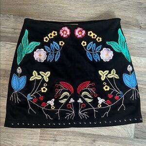Embroidered Black Skirt
